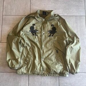 green & black y2k style huf wolf button up windbreaker jacket